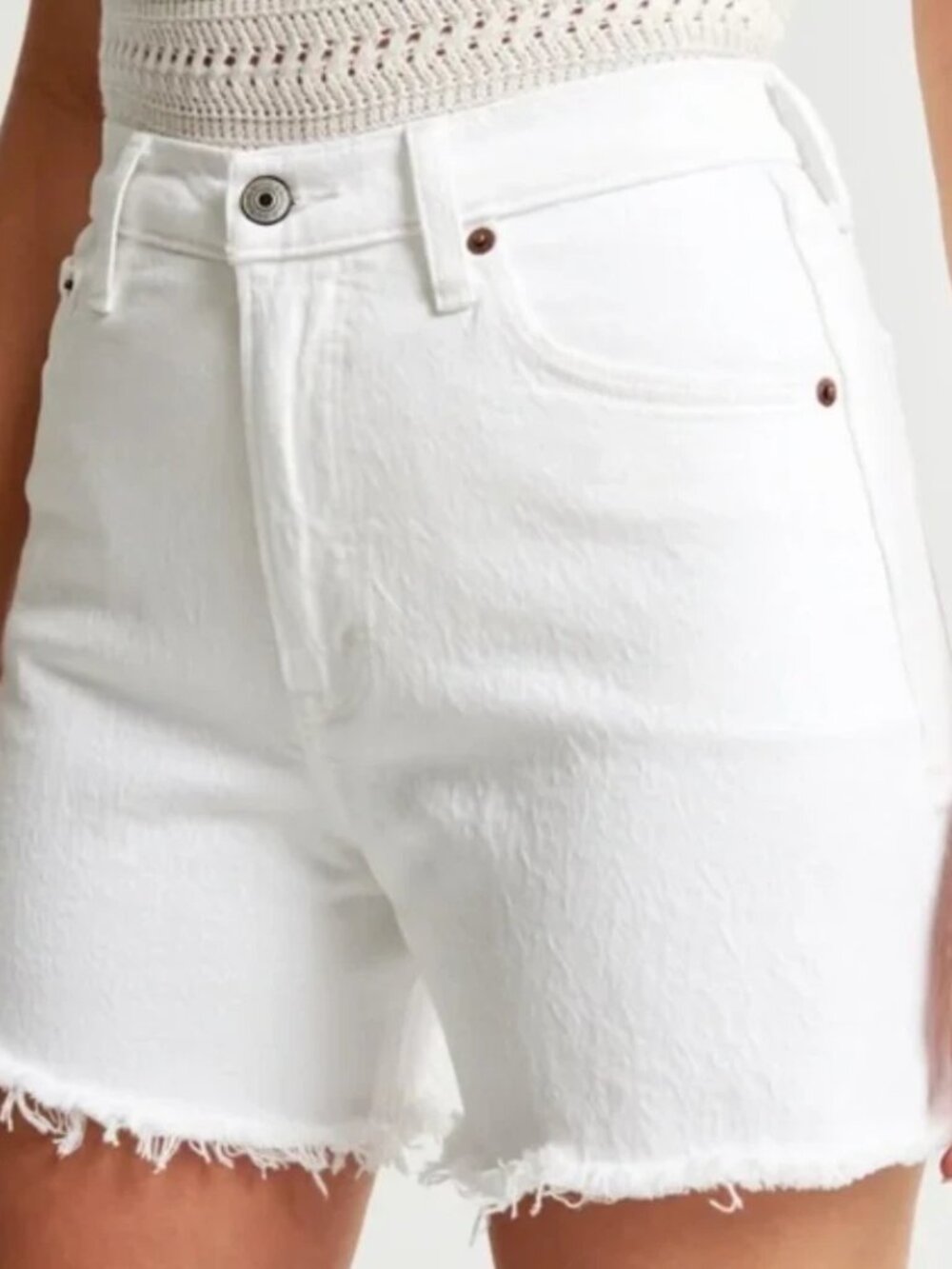 Abercrombie Curve Love High Rise Dad Short - White